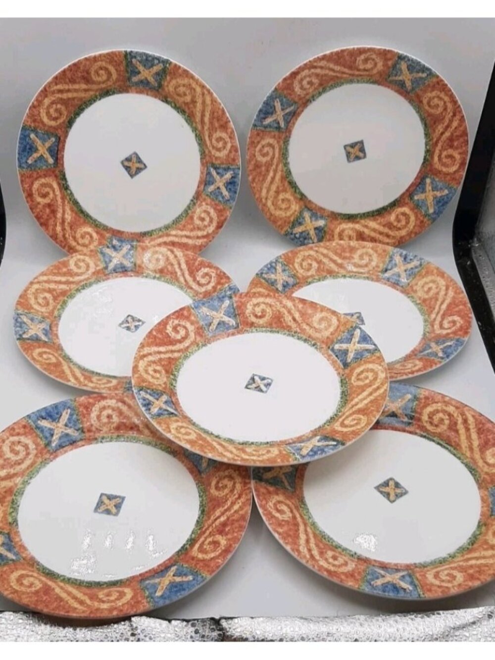 Corelle Corning Sand Art Salad Bread Dessert Plates 7 1/4 In Set of 7